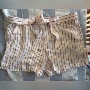 Tommy Hilfiger Red and White Striped High Waist Shorts